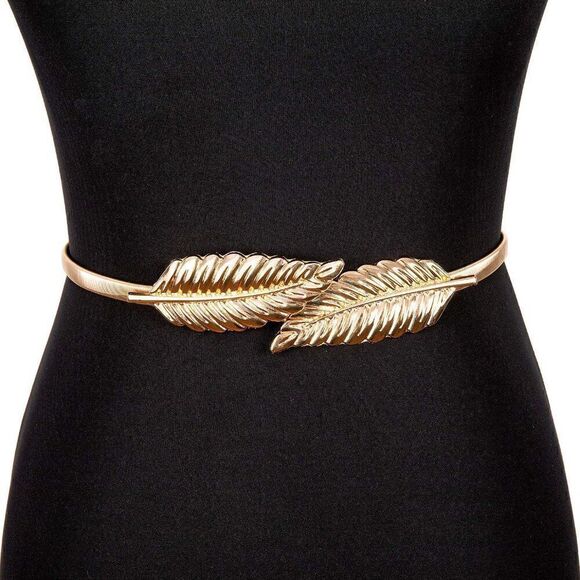 🍃 Leaf Buckle Stretchy Elastic Gold/Silver Metal Dress Belt SIZE XS – XXL NEW - Picture 3 of 16